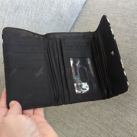 Vera Bradley Scroll Medallion Quilted Black Pink Euro Wallet - Picture 6 of 9